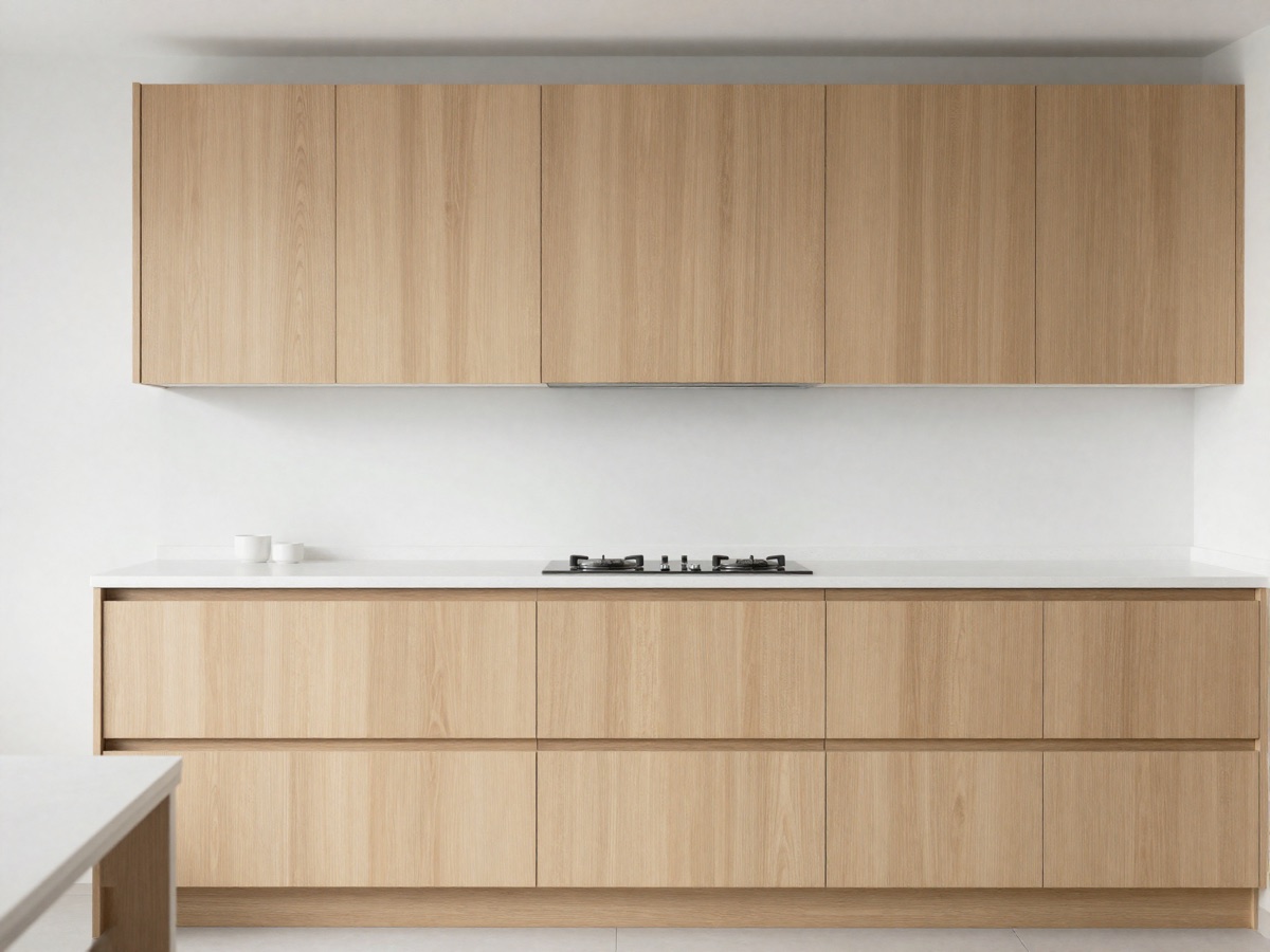 Kitchen set minimalis kayu oak tanpa handle